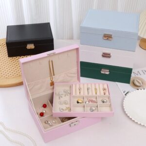2-Tier Jewelry Box - With Removable Drawer & Lock - Large Storage Capacity For All Jewelry - Pink