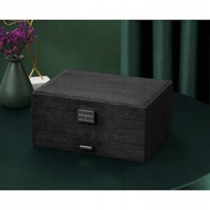Black Jewelry Box with Key Lock and Multiple Compartments Black—yux