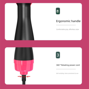 Black 1000W Professional Hot Air Brush with 3-Temperature & 2-Speed Control – Dual Voltage Hair Styler for Smooth, Voluminous Blowouts