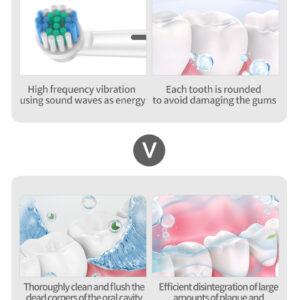Black Rotating Round Head Electric Toothbrush Kit with 8 Heads, Case & Stand - 3D Oscillating Mechanical Cleaning for Deep Plaque Removal